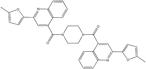 2-(5-methyl-2-furyl)-4-[(4-{[2-(5-methyl-2-furyl)-4-quinolinyl]carbonyl}-1-piperazinyl)carbonyl]quinoline Struktur