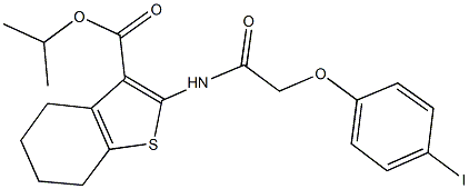 isopropyl 2-{[(4-iodophenoxy)acetyl]amino}-4,5,6,7-tetrahydro-1-benzothiophene-3-carboxylate Struktur