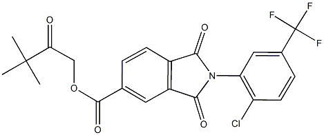 3,3-dimethyl-2-oxobutyl 2-[2-chloro-5-(trifluoromethyl)phenyl]-1,3-dioxo-5-isoindolinecarboxylate Struktur