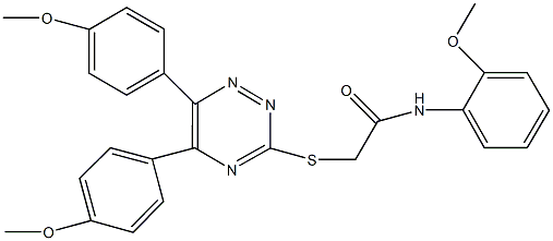 2-{[5,6-bis(4-methoxyphenyl)-1,2,4-triazin-3-yl]sulfanyl}-N-(2-methoxyphenyl)acetamide Struktur