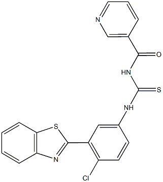 N-[3-(1,3-benzothiazol-2-yl)-4-chlorophenyl]-N'-(pyridin-3-ylcarbonyl)thiourea Struktur