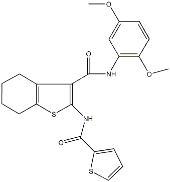 N-(2,5-dimethoxyphenyl)-2-[(2-thienylcarbonyl)amino]-4,5,6,7-tetrahydro-1-benzothiophene-3-carboxamide Struktur