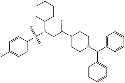 N-[2-(4-benzhydryl-1-piperazinyl)-2-oxoethyl]-N-cyclohexyl-4-methylbenzenesulfonamide Struktur