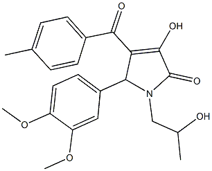 5-(3,4-dimethoxyphenyl)-3-hydroxy-1-(2-hydroxypropyl)-4-(4-methylbenzoyl)-1,5-dihydro-2H-pyrrol-2-one Struktur