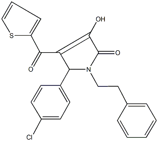 5-(4-chlorophenyl)-3-hydroxy-1-(2-phenylethyl)-4-(thien-2-ylcarbonyl)-1,5-dihydro-2H-pyrrol-2-one Struktur