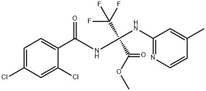 methyl 2-[(2,4-dichlorobenzoyl)amino]-3,3,3-trifluoro-2-[(4-methylpyridin-2-yl)amino]propanoate Struktur