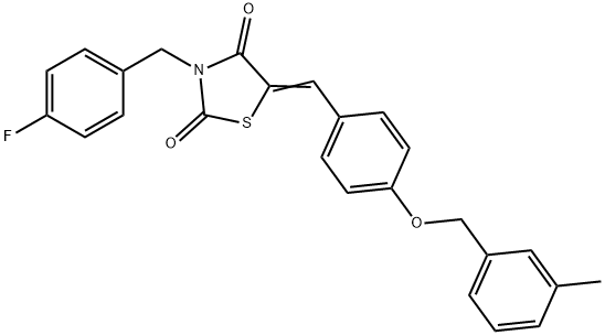 3-(4-fluorobenzyl)-5-{4-[(3-methylbenzyl)oxy]benzylidene}-1,3-thiazolidine-2,4-dione Struktur