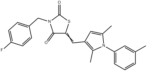 5-{[2,5-dimethyl-1-(3-methylphenyl)-1H-pyrrol-3-yl]methylene}-3-(4-fluorobenzyl)-1,3-thiazolidine-2,4-dione Struktur