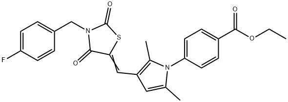 ethyl 4-(3-{[3-(4-fluorobenzyl)-2,4-dioxo-1,3-thiazolidin-5-ylidene]methyl}-2,5-dimethyl-1H-pyrrol-1-yl)benzoate Struktur