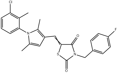 5-{[1-(3-chloro-2-methylphenyl)-2,5-dimethyl-1H-pyrrol-3-yl]methylene}-3-(4-fluorobenzyl)-1,3-thiazolidine-2,4-dione Struktur