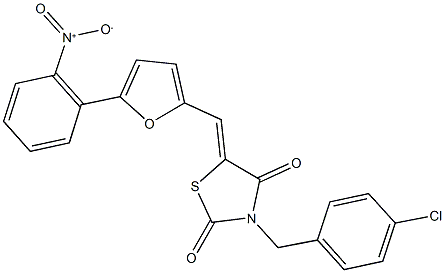 3-(4-chlorobenzyl)-5-[(5-{2-nitrophenyl}-2-furyl)methylene]-1,3-thiazolidine-2,4-dione Struktur