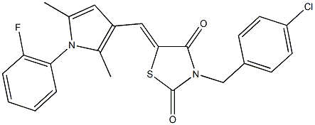 3-(4-chlorobenzyl)-5-{[1-(2-fluorophenyl)-2,5-dimethyl-1H-pyrrol-3-yl]methylene}-1,3-thiazolidine-2,4-dione Struktur