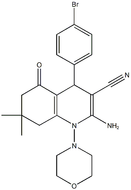 2-amino-4-(4-bromophenyl)-7,7-dimethyl-1-(4-morpholinyl)-5-oxo-1,4,5,6,7,8-hexahydro-3-quinolinecarbonitrile Struktur