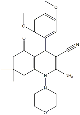 2-amino-4-(2,5-dimethoxyphenyl)-7,7-dimethyl-1-(4-morpholinyl)-5-oxo-1,4,5,6,7,8-hexahydro-3-quinolinecarbonitrile Struktur