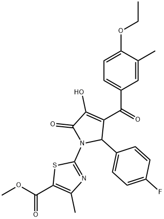 methyl 2-[3-(4-ethoxy-3-methylbenzoyl)-2-(4-fluorophenyl)-4-hydroxy-5-oxo-2,5-dihydro-1H-pyrrol-1-yl]-4-methyl-1,3-thiazole-5-carboxylate Struktur