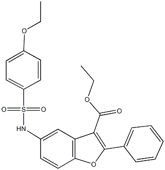 ethyl 5-{[(4-ethoxyphenyl)sulfonyl]amino}-2-phenyl-1-benzofuran-3-carboxylate Struktur