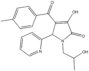 3-hydroxy-1-(2-hydroxypropyl)-4-(4-methylbenzoyl)-5-(2-pyridinyl)-1,5-dihydro-2H-pyrrol-2-one Struktur