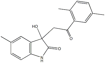 3-[2-(2,5-dimethylphenyl)-2-oxoethyl]-3-hydroxy-5-methyl-1,3-dihydro-2H-indol-2-one Struktur