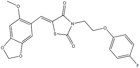 3-[2-(4-fluorophenoxy)ethyl]-5-[(6-methoxy-1,3-benzodioxol-5-yl)methylene]-1,3-thiazolidine-2,4-dione Struktur