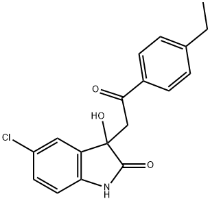 5-chloro-3-[2-(4-ethylphenyl)-2-oxoethyl]-3-hydroxy-1,3-dihydro-2H-indol-2-one Struktur