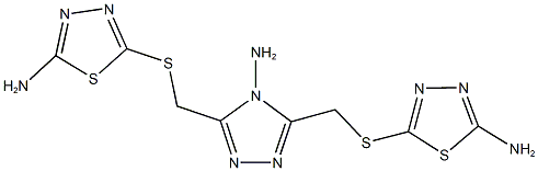 5-{[(4-amino-5-{[(5-amino-1,3,4-thiadiazol-2-yl)sulfanyl]methyl}-4H-1,2,4-triazol-3-yl)methyl]sulfanyl}-1,3,4-thiadiazol-2-amine Struktur