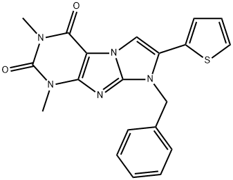 8-benzyl-1,3-dimethyl-7-(2-thienyl)-1H-imidazo[2,1-f]purine-2,4(3H,8H)-dione Struktur