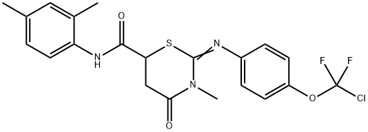 2-({4-[chloro(difluoro)methoxy]phenyl}imino)-N-(2,4-dimethylphenyl)-3-methyl-4-oxo-1,3-thiazinane-6-carboxamide Struktur