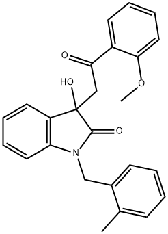 3-hydroxy-3-[2-(2-methoxyphenyl)-2-oxoethyl]-1-(2-methylbenzyl)-1,3-dihydro-2H-indol-2-one Struktur