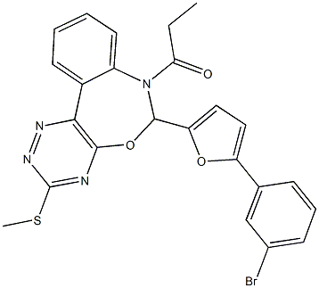 6-[5-(3-bromophenyl)-2-furyl]-7-propionyl-6,7-dihydro[1,2,4]triazino[5,6-d][3,1]benzoxazepin-3-yl methyl sulfide Struktur