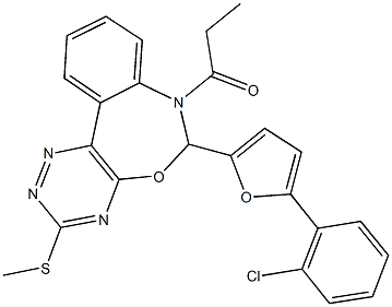 6-[5-(2-chlorophenyl)-2-furyl]-7-propionyl-6,7-dihydro[1,2,4]triazino[5,6-d][3,1]benzoxazepin-3-yl methyl sulfide Struktur