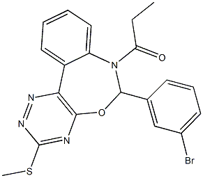 6-(3-bromophenyl)-7-propionyl-6,7-dihydro[1,2,4]triazino[5,6-d][3,1]benzoxazepin-3-yl methyl sulfide Struktur