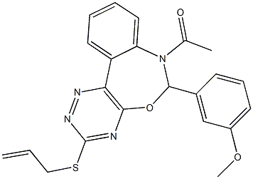 3-[7-acetyl-3-(allylsulfanyl)-6,7-dihydro[1,2,4]triazino[5,6-d][3,1]benzoxazepin-6-yl]phenyl methyl ether Struktur