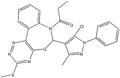 6-(5-chloro-3-methyl-1-phenyl-1H-pyrazol-4-yl)-7-propionyl-6,7-dihydro[1,2,4]triazino[5,6-d][3,1]benzoxazepin-3-yl methyl sulfide Struktur