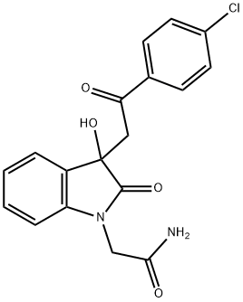 2-{3-[2-(4-chlorophenyl)-2-oxoethyl]-3-hydroxy-2-oxo-2,3-dihydro-1H-indol-1-yl}acetamide Struktur