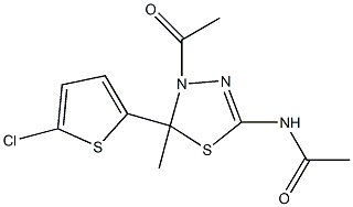 N-[4-acetyl-5-(5-chloro-2-thienyl)-5-methyl-4,5-dihydro-1,3,4-thiadiazol-2-yl]acetamide Struktur