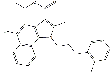 ethyl 5-hydroxy-2-methyl-1-[2-(2-methylphenoxy)ethyl]-1H-benzo[g]indole-3-carboxylate Struktur