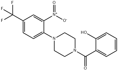 2-({4-[2-nitro-4-(trifluoromethyl)phenyl]-1-piperazinyl}carbonyl)phenol Struktur