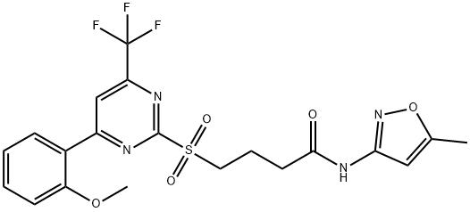 4-{[4-(2-methoxyphenyl)-6-(trifluoromethyl)-2-pyrimidinyl]sulfonyl}-N-(5-methyl-3-isoxazolyl)butanamide Struktur