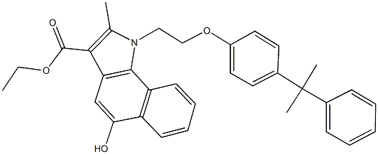 ethyl 5-hydroxy-2-methyl-1-{2-[4-(1-methyl-1-phenylethyl)phenoxy]ethyl}-1H-benzo[g]indole-3-carboxylate Struktur