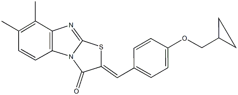 2-[4-(cyclopropylmethoxy)benzylidene]-7,8-dimethyl[1,3]thiazolo[3,2-a]benzimidazol-3(2H)-one Struktur