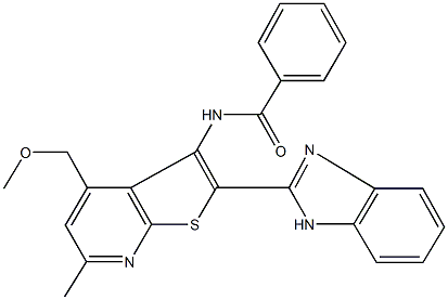 N-[2-(1H-benzimidazol-2-yl)-4-(methoxymethyl)-6-methylthieno[2,3-b]pyridin-3-yl]benzamide Struktur