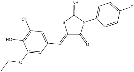 5-(3-chloro-5-ethoxy-4-hydroxybenzylidene)-3-(4-fluorophenyl)-2-imino-1,3-thiazolidin-4-one Struktur