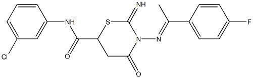 N-(3-chlorophenyl)-3-{[1-(4-fluorophenyl)ethylidene]amino}-2-imino-4-oxo-1,3-thiazinane-6-carboxamide Struktur