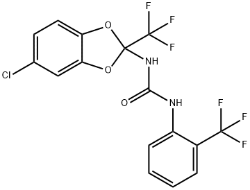 N-[5-chloro-2-(trifluoromethyl)-1,3-benzodioxol-2-yl]-N'-[2-(trifluoromethyl)phenyl]urea Struktur