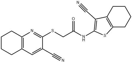 N-(3-cyano-4,5,6,7-tetrahydro-1-benzothien-2-yl)-2-[(3-cyano-5,6,7,8-tetrahydro-2-quinolinyl)sulfanyl]acetamide Struktur