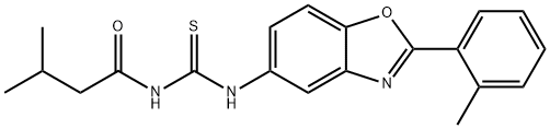 N-(3-methylbutanoyl)-N'-[2-(2-methylphenyl)-1,3-benzoxazol-5-yl]thiourea Struktur