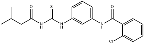 2-chloro-N-[3-({[(3-methylbutanoyl)amino]carbothioyl}amino)phenyl]benzamide Struktur