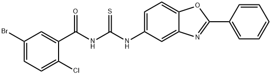 N-(5-bromo-2-chlorobenzoyl)-N'-(2-phenyl-1,3-benzoxazol-5-yl)thiourea Struktur