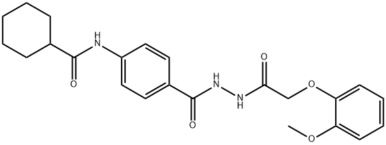 N-[4-({2-[(2-methoxyphenoxy)acetyl]hydrazino}carbonyl)phenyl]cyclohexanecarboxamide Struktur