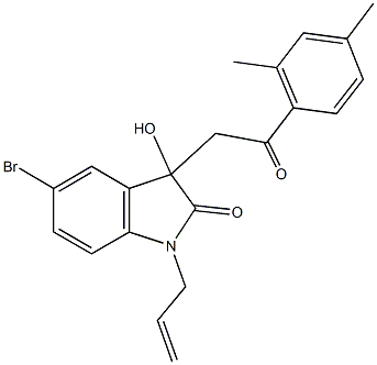 1-allyl-5-bromo-3-[2-(2,4-dimethylphenyl)-2-oxoethyl]-3-hydroxy-1,3-dihydro-2H-indol-2-one Struktur